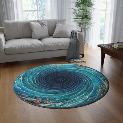 Ocean Whirlpool Round Rug — Nautical Seascape Decorative Floor Mat
