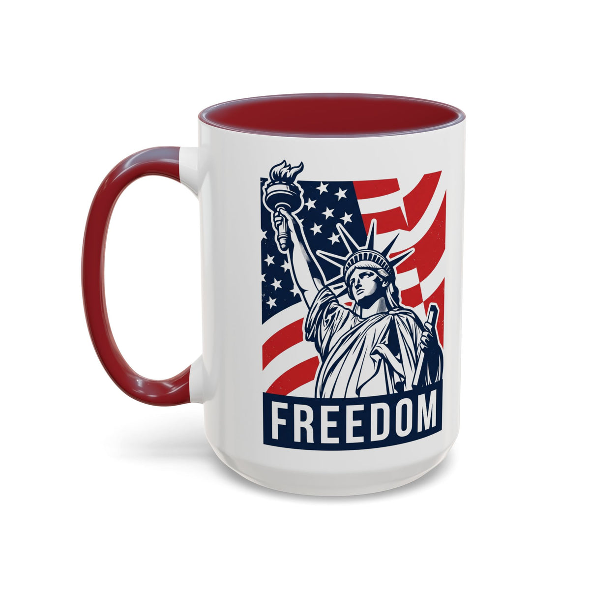 Freedom Statue Accent Coffee Mug — Patriotic Liberty 11/15oz