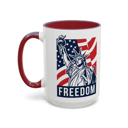 Freedom Statue Accent Coffee Mug — Patriotic Liberty 11/15oz