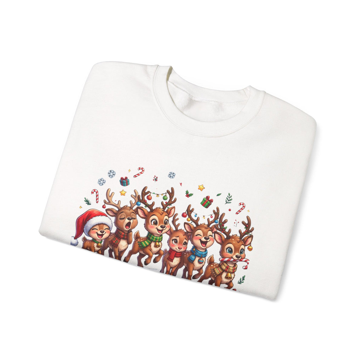 Christmas Reindeer Crewneck Sweatshirt — "Deerly Believed in Christmas" Holiday Pullover