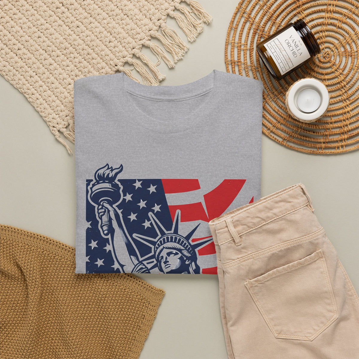 Freedom Statue T-Shirt — Patriotic USA Flag Tee (Statue of Liberty Design)