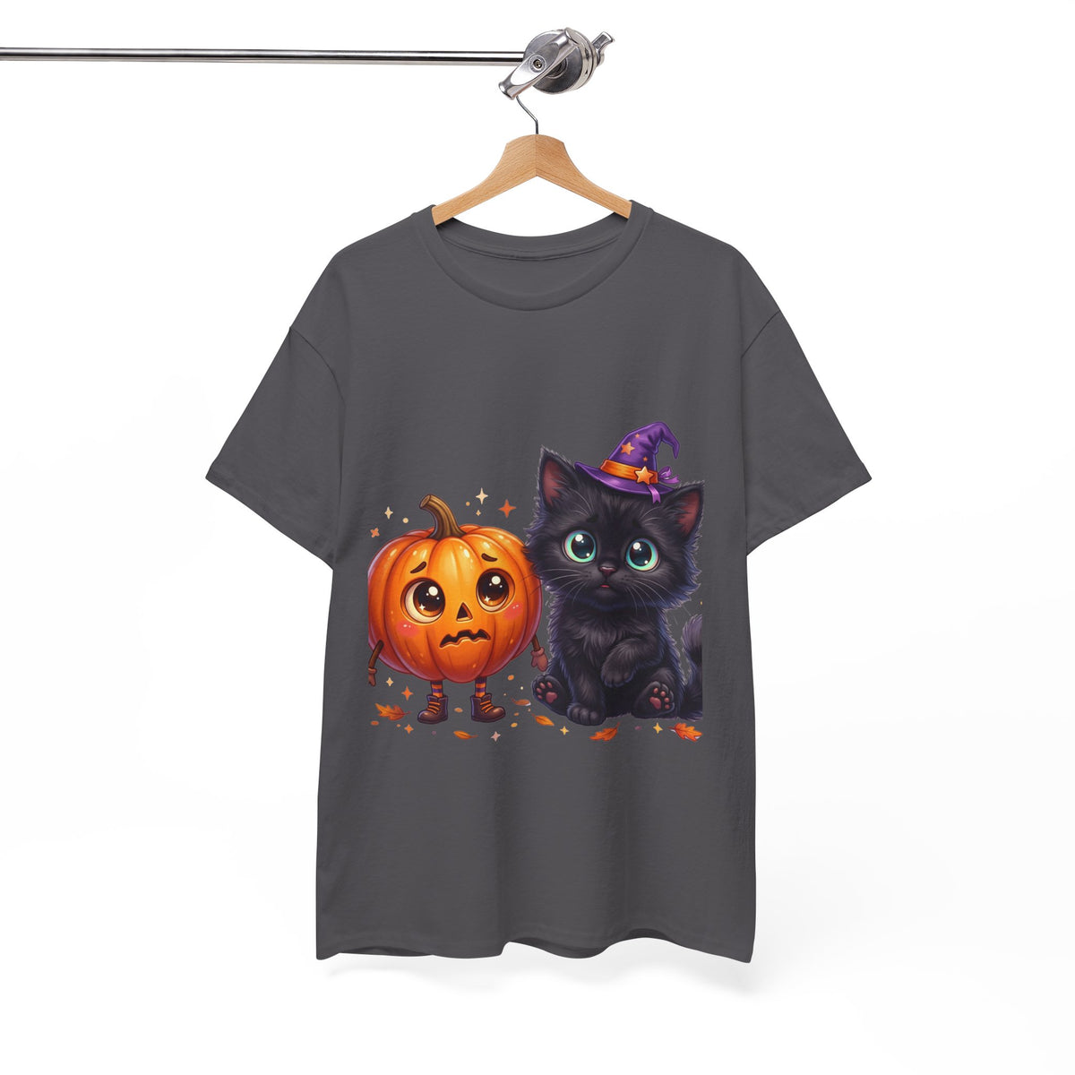 Halloween Black Kitten & Pumpkin T-Shirt