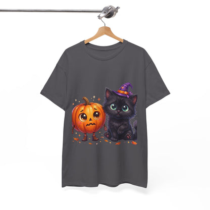 Halloween Black Kitten & Pumpkin T-Shirt
