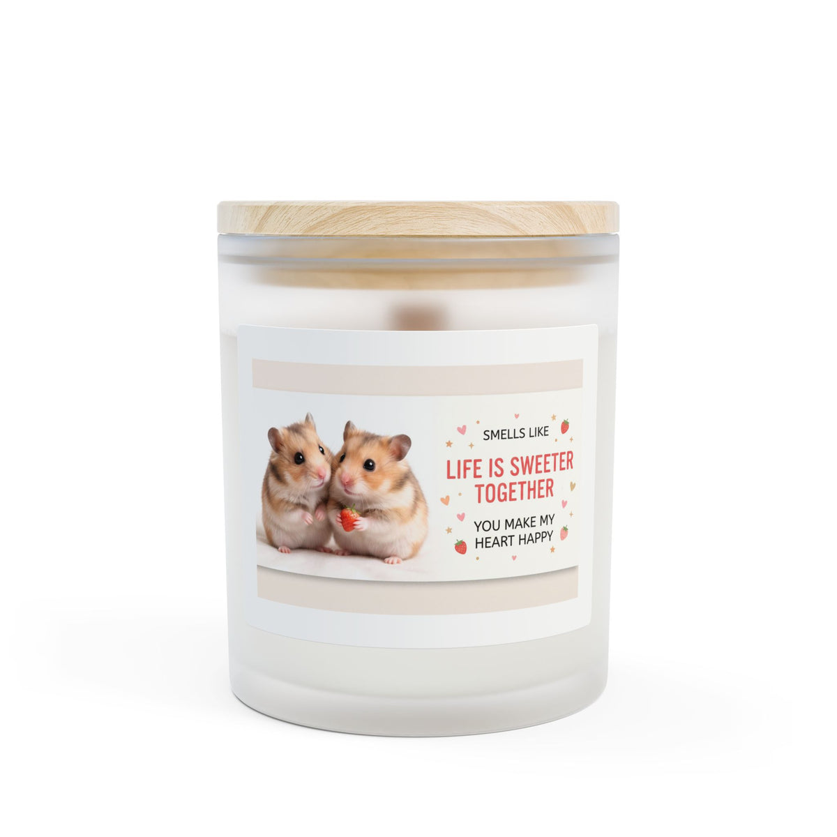 Hamster Love Frosted Glass Candle — "Life Is Sweeter Together" 11oz