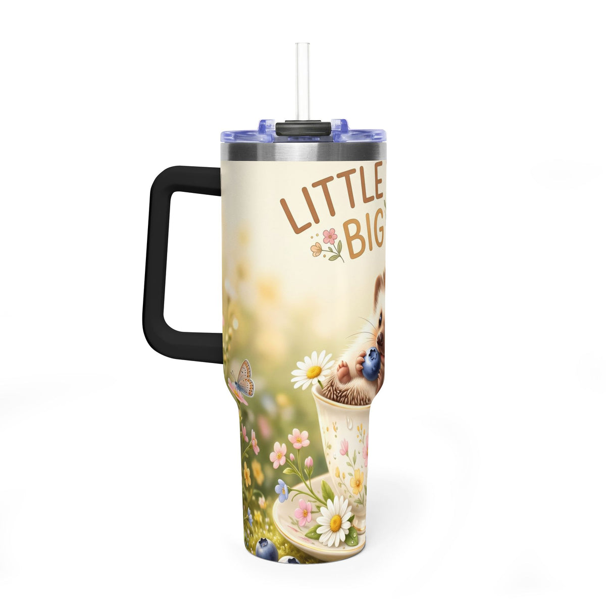 Little Things Big Joy Hedgehog Floral 40oz Thermal Tumbler
