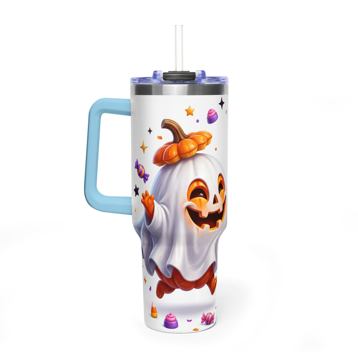40oz Halloween Ghost and Black Cat Vacuum Thermal Tumbler