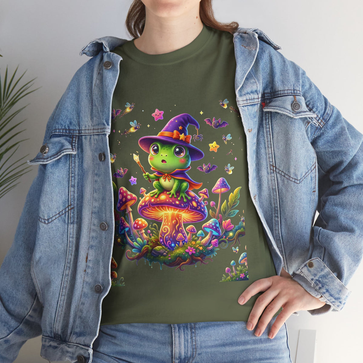 Cute Witch Frog T‑Shirt — Magical Mushroom Halloween Tee