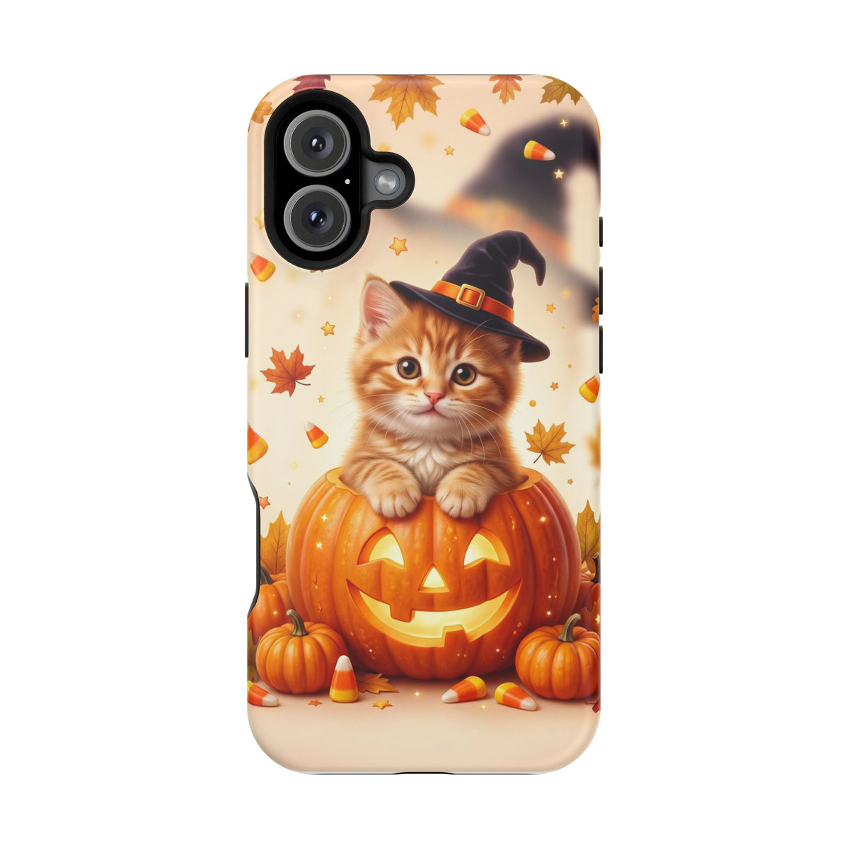 Halloween Kitten Pumpkin Phone Case — Magnetic Impact-Resistant