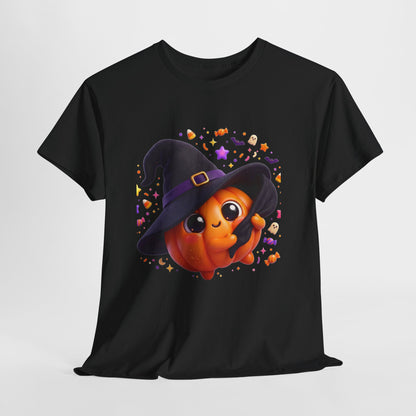 Pumpkin Witch T-Shirt — Cute Halloween Jack-o'-Lantern with Witch Hat