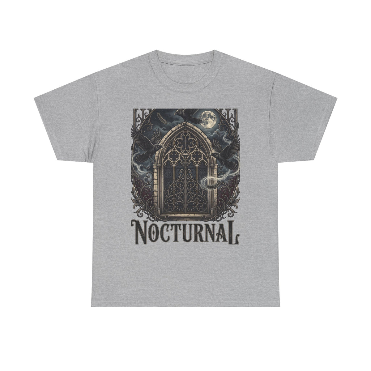 Nocturnal Gothic Tee — Moonlit Cathedral Night Owl Graphic T-Shirt