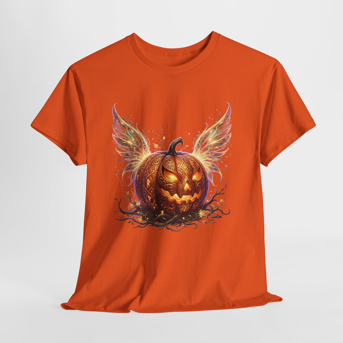 Halloween Pumpkin Tee — Winged Jack-O'-Lantern Graphic Shirt