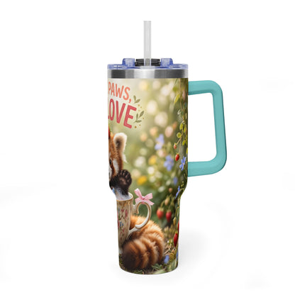 Little Paws Big Love Red Panda 40oz Vacuum Thermal Tumbler