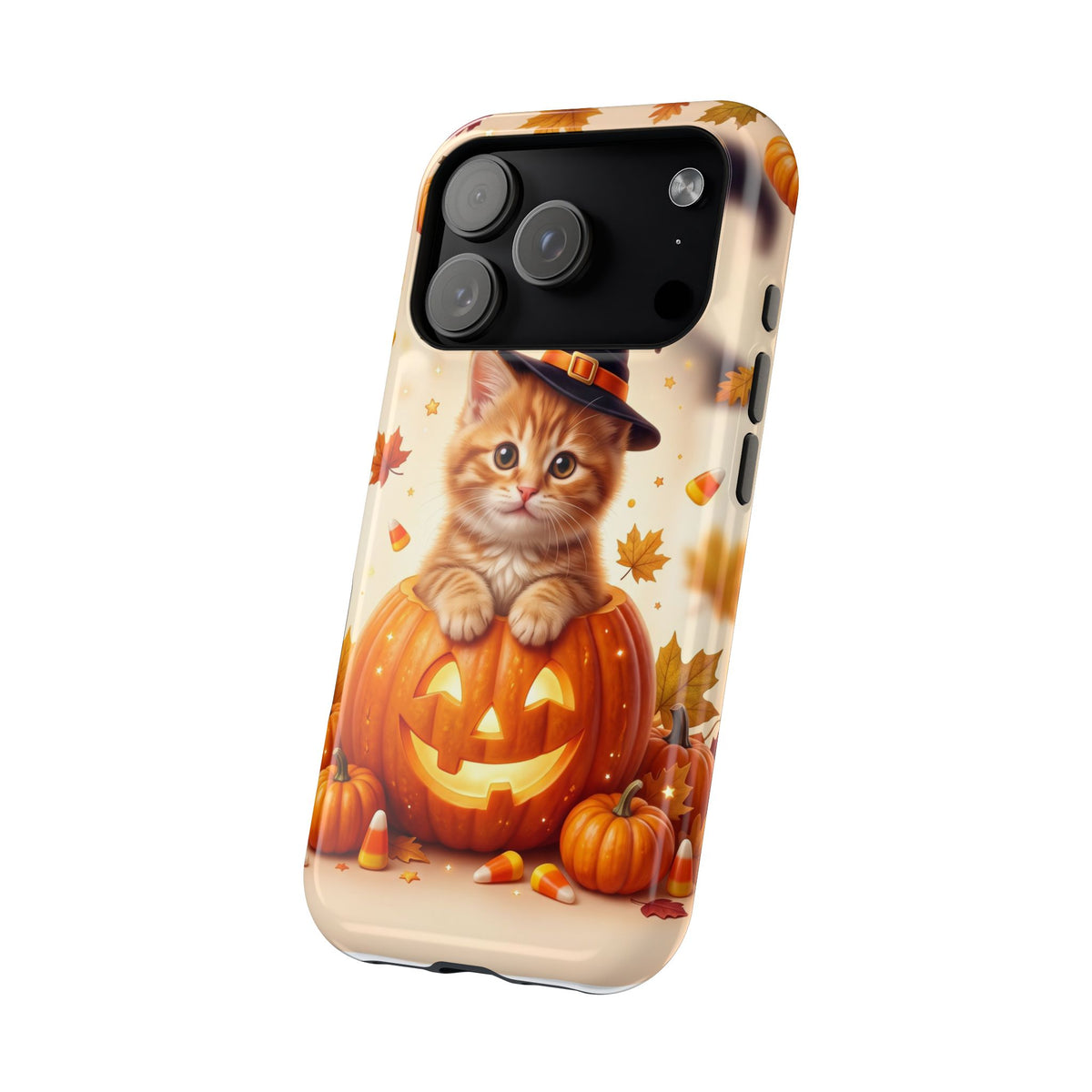 Halloween Kitten Pumpkin Phone Case — Magnetic Impact-Resistant