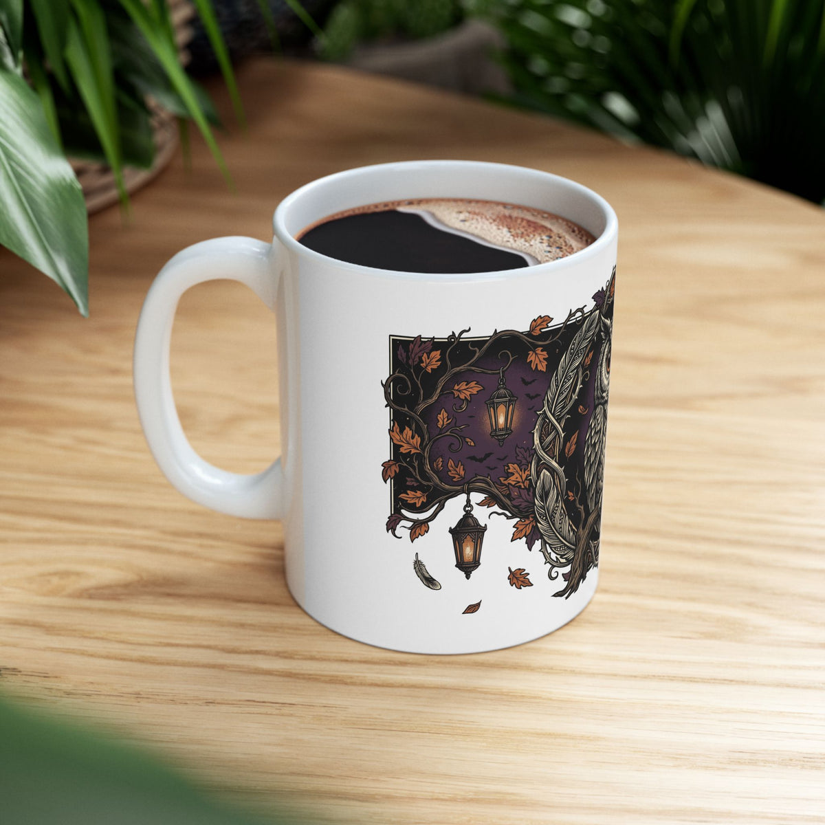 Owl Crest Ceramic Mug — Mystical Forest Owl Coffee Cup (11oz & 15oz)