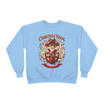Christmas Magic Crewneck Sweatshirt — Santa Gift Box Holiday Pullover