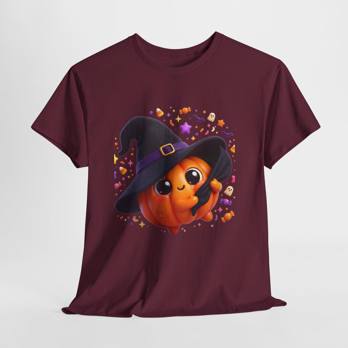 Pumpkin Witch T-Shirt — Cute Halloween Jack-o'-Lantern with Witch Hat