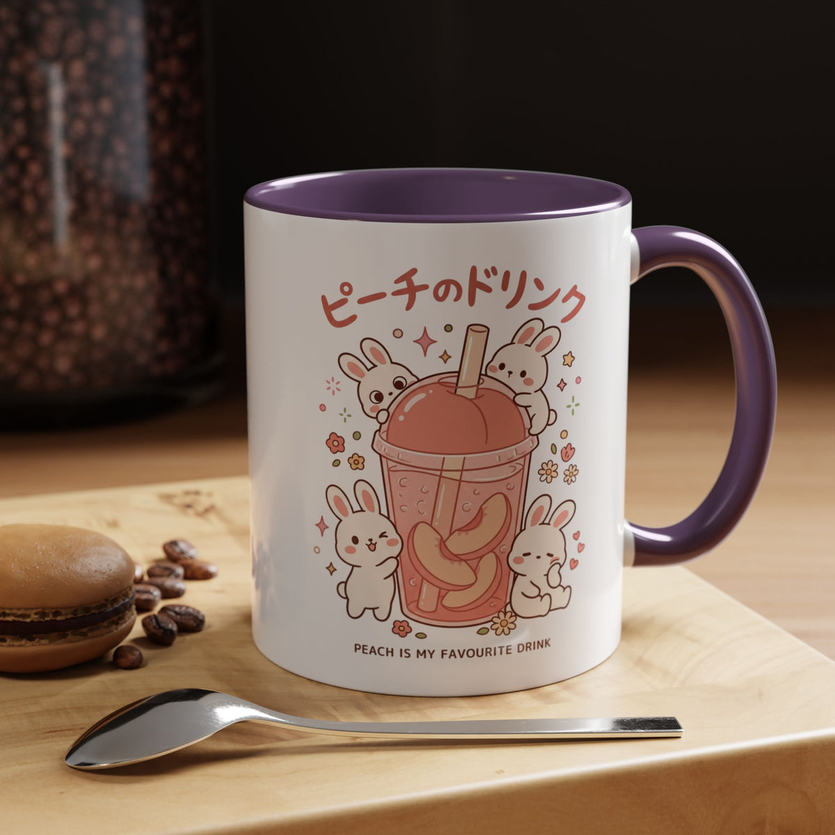 Peach Drink Bunny Mug — Cute Kawaii Coffee Tea Cup (11/15oz)