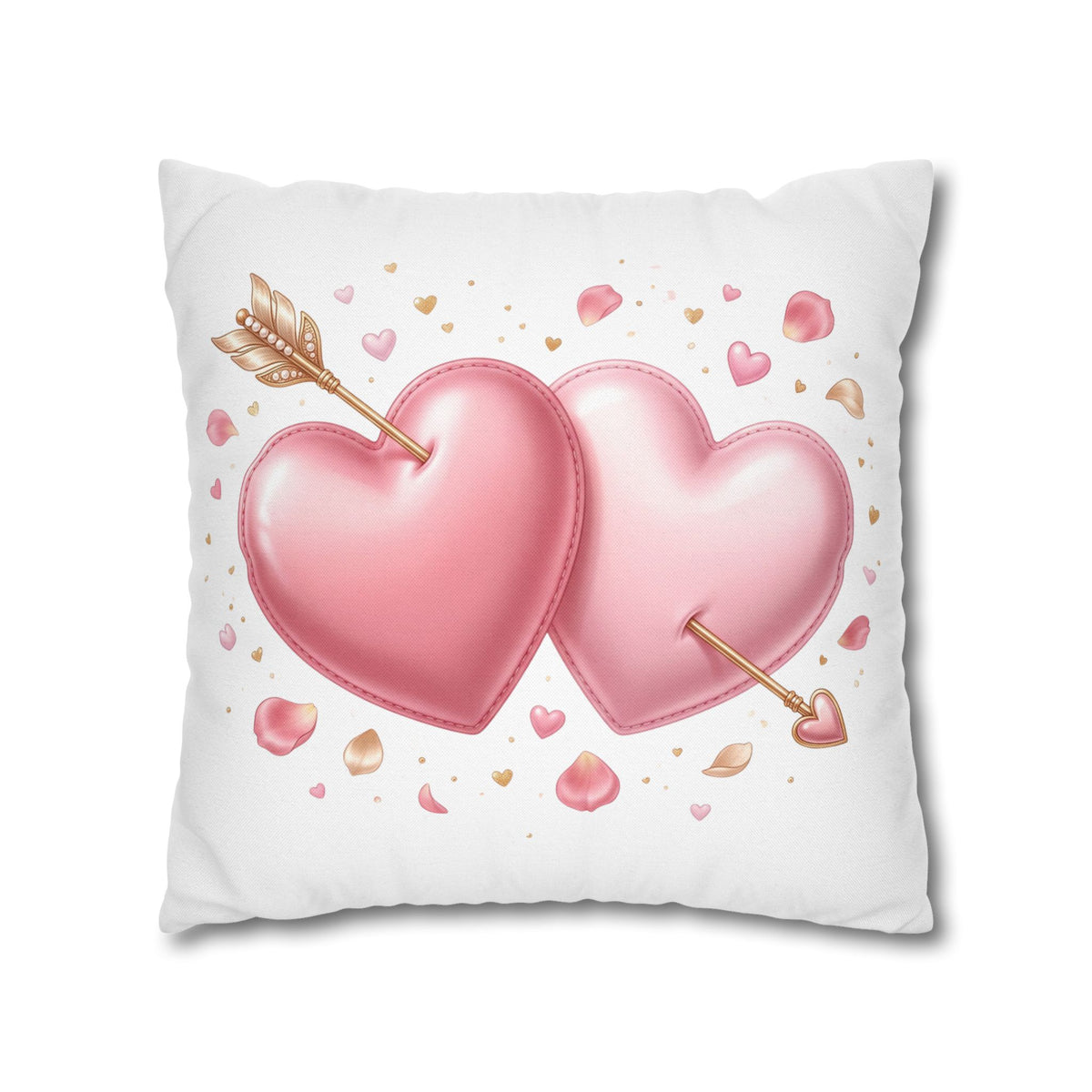 Valentine Pink Double Heart Arrow Decorative Pillowcase