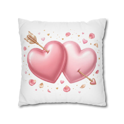 Valentine Pink Double Heart Arrow Decorative Pillowcase