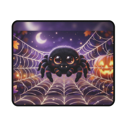 Cute Halloween Spider Mouse Pad — Non‑Slip Gaming Pad with Pumpkin & Moon Web Design
