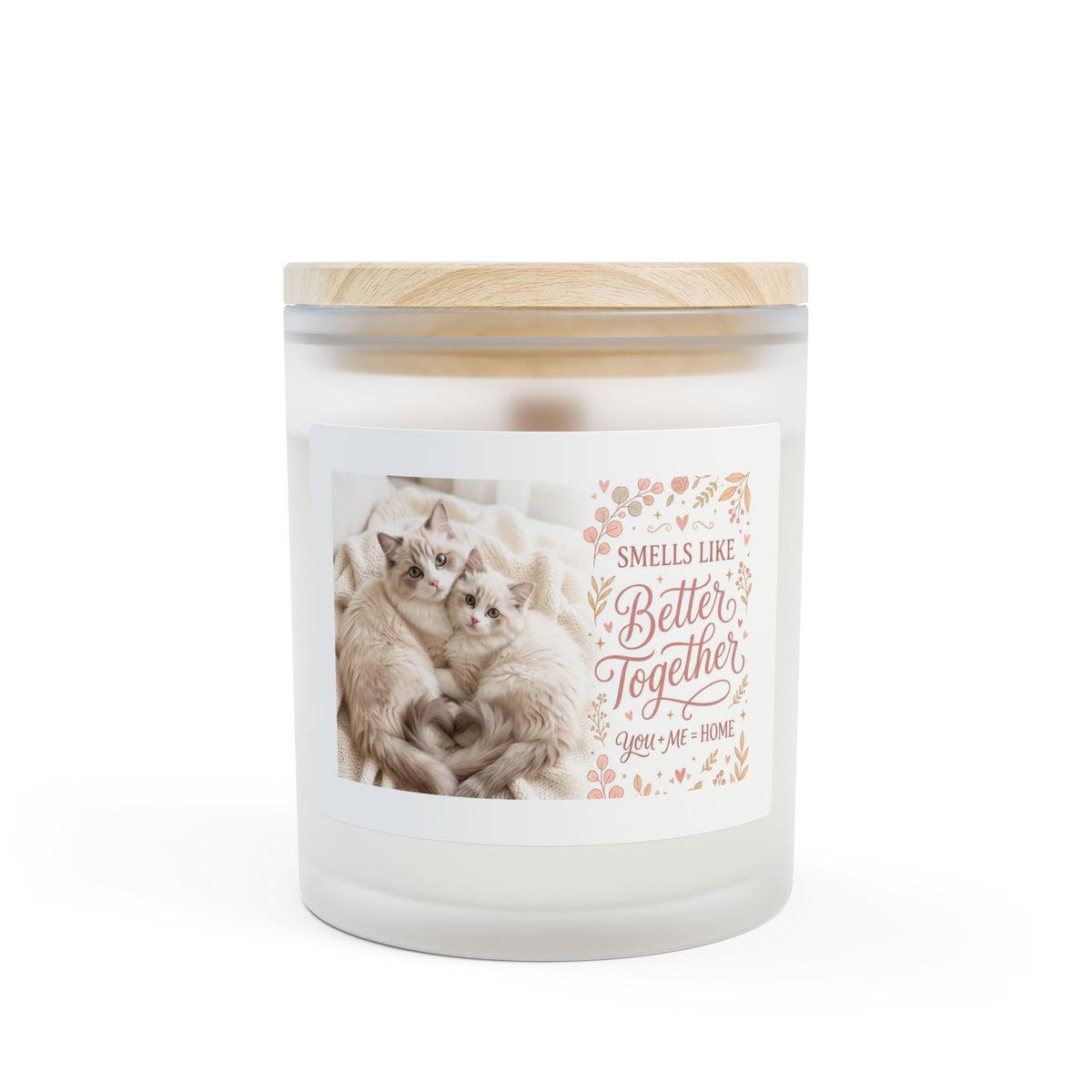 Frosted Glass Candle — "Smells Like Better Together" Cozy Cat Scented Candle (11 oz)