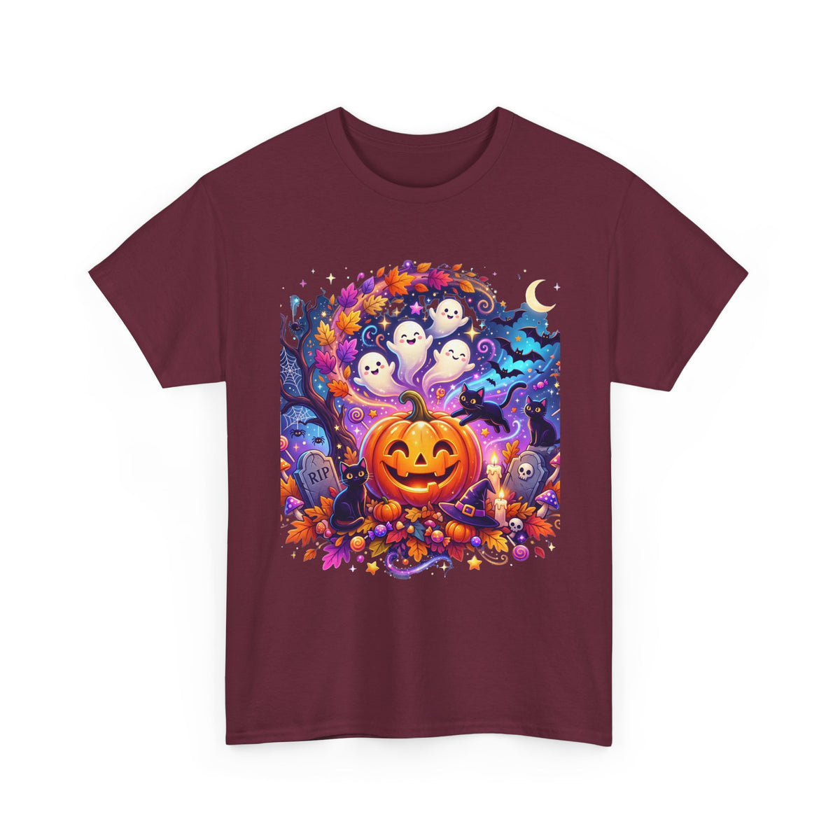 Halloween Pumpkin & Ghosts T-Shirt — Cute Spooky Jack-O'-Lantern Tee