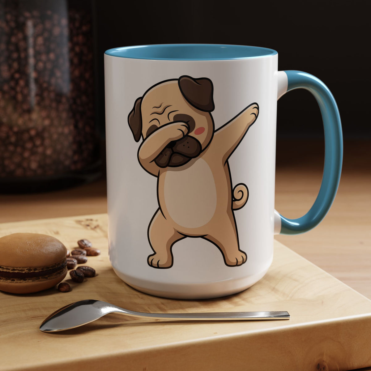 Dabbing Pug Coffee Mug — Cute Dog Accent Mug (11/15 oz)