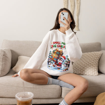 Penguin Christmas Crewneck Sweatshirt — "Small Penguin Big Christmas" Holiday Pullover