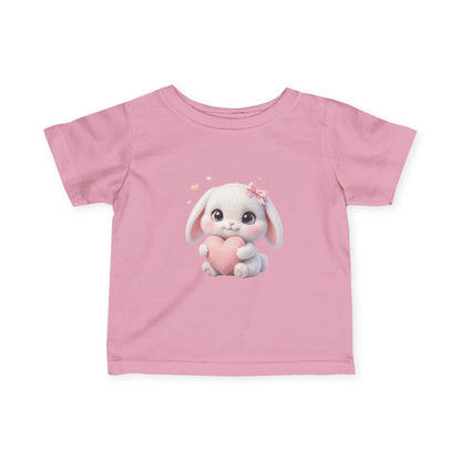 Infant Tee — Cute Bunny Holding Heart Baby Shirt (Easter, Newborn Gift)