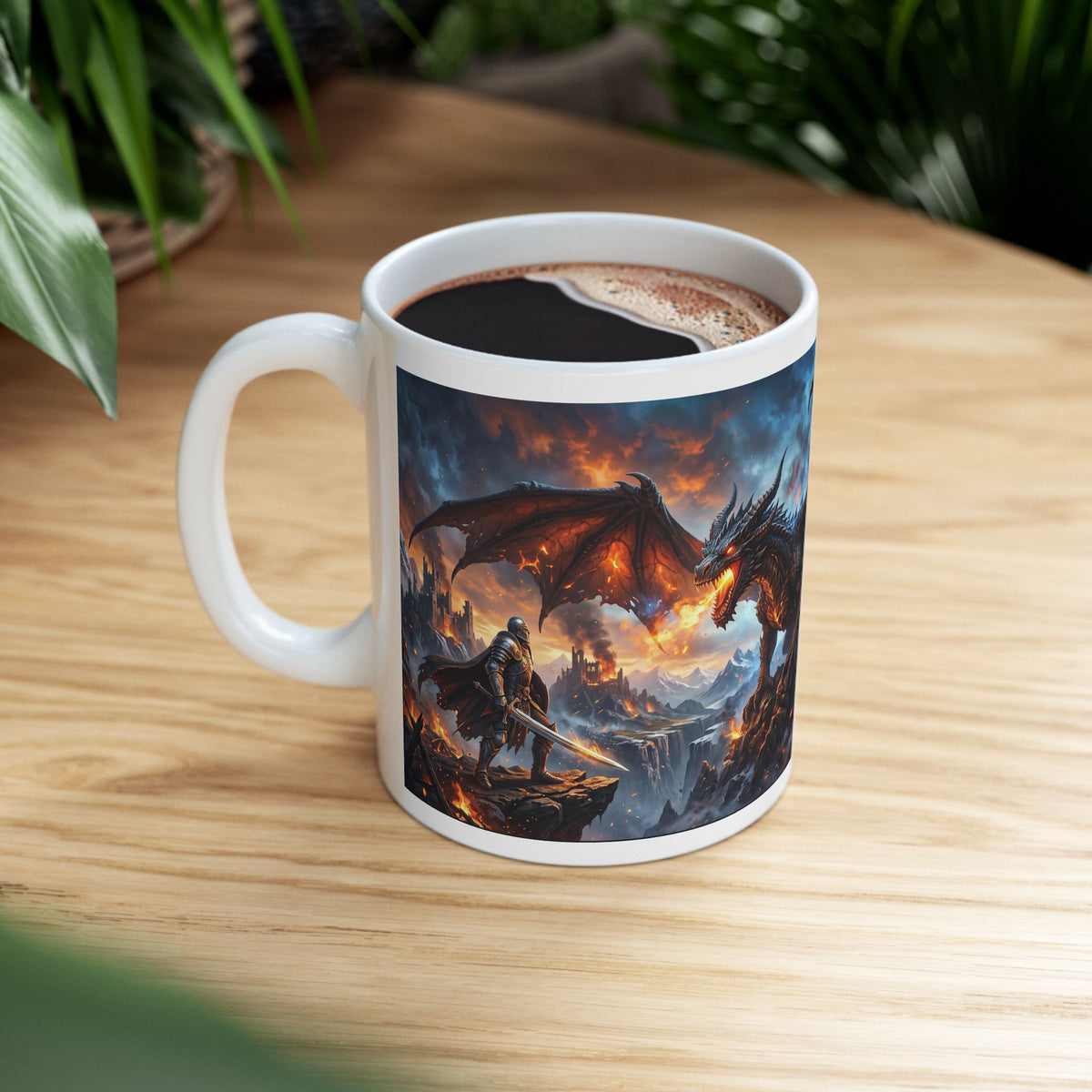 Fire Dragon Ceramic Mug — Fantasy Dragon Coffee Cup (11oz & 15oz)