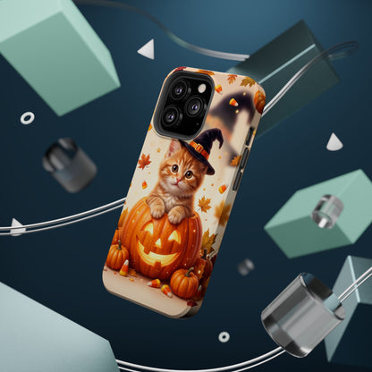 Halloween Kitten Pumpkin Phone Case — Magnetic Impact-Resistant