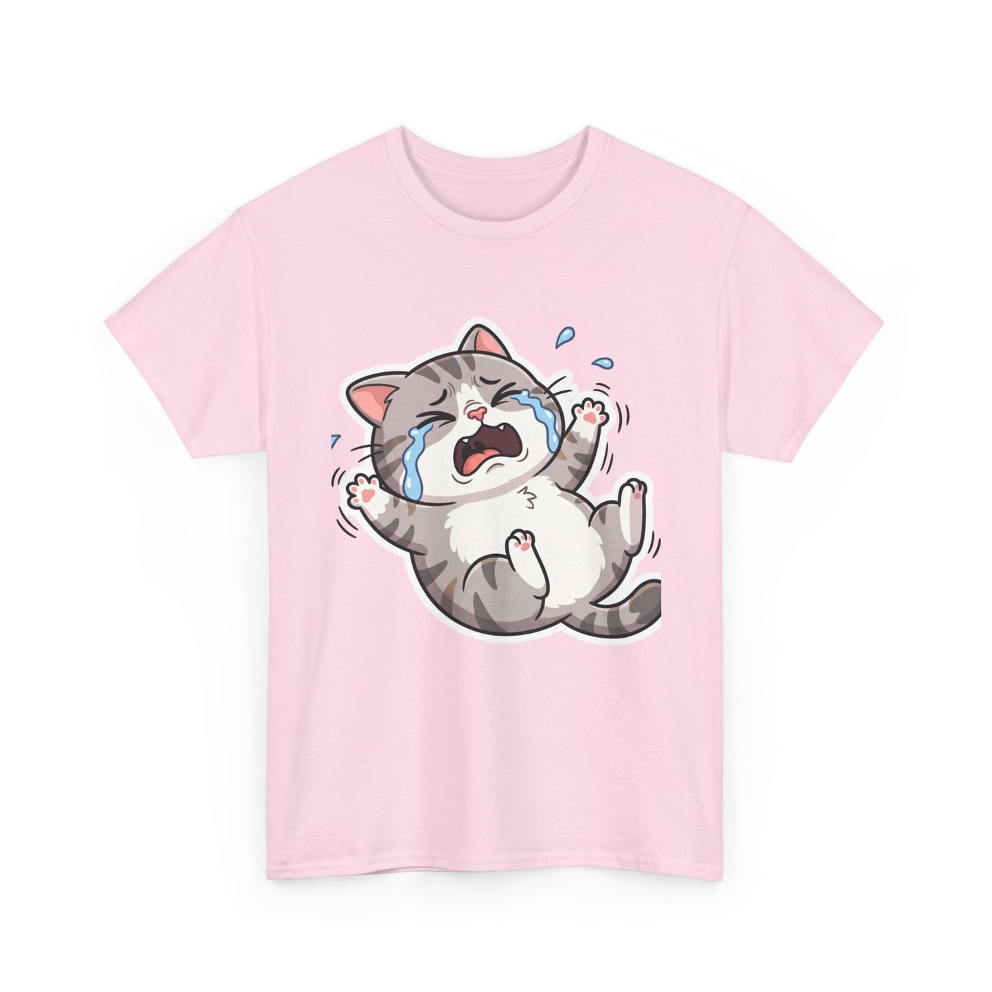 Crying Cartoon Cat T-Shirt — Cute Kawaii Kitten Graphic Tee