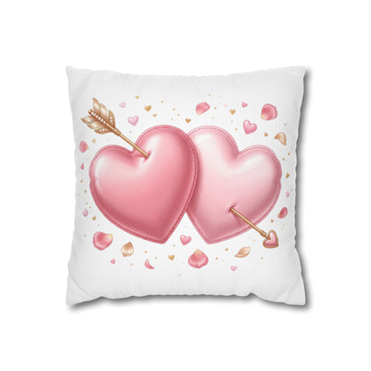 Valentine Pink Double Heart Arrow Decorative Pillowcase