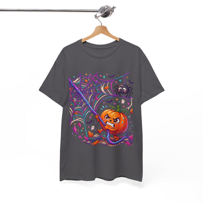 Pumpkin Spider Web Halloween T‑Shirt — Cute Spooky Pumpkin Cartoon Tee