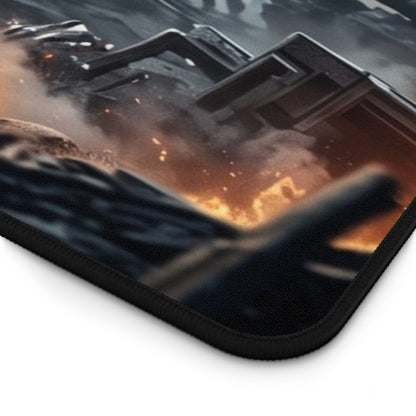 Futuristic Soldier Gaming Desk Mat — Sci‑Fi Battle Scene Mouse Pad