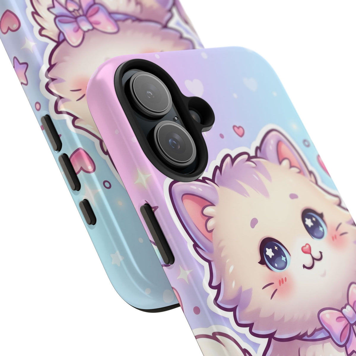 Cute Pastel Kawaii Kitten Tough Phone Case — Cute Cat with Bow Protective Cover