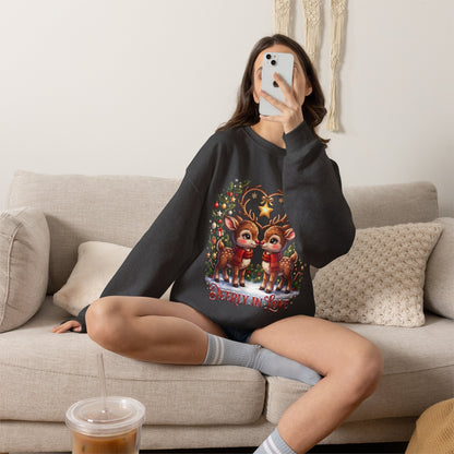 Reindeer In Love Sweatshirt – Cute Christmas Couple Deer Holiday Crewneck