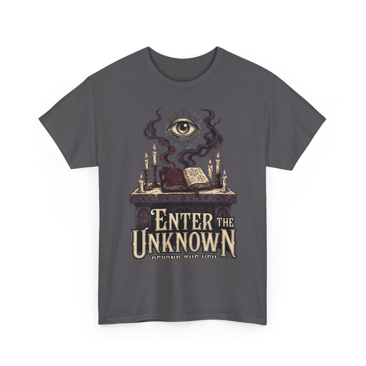 Occult Graphic Tee — "Enter the Unknown" Mystic Eye & Spellbook T-Shirt