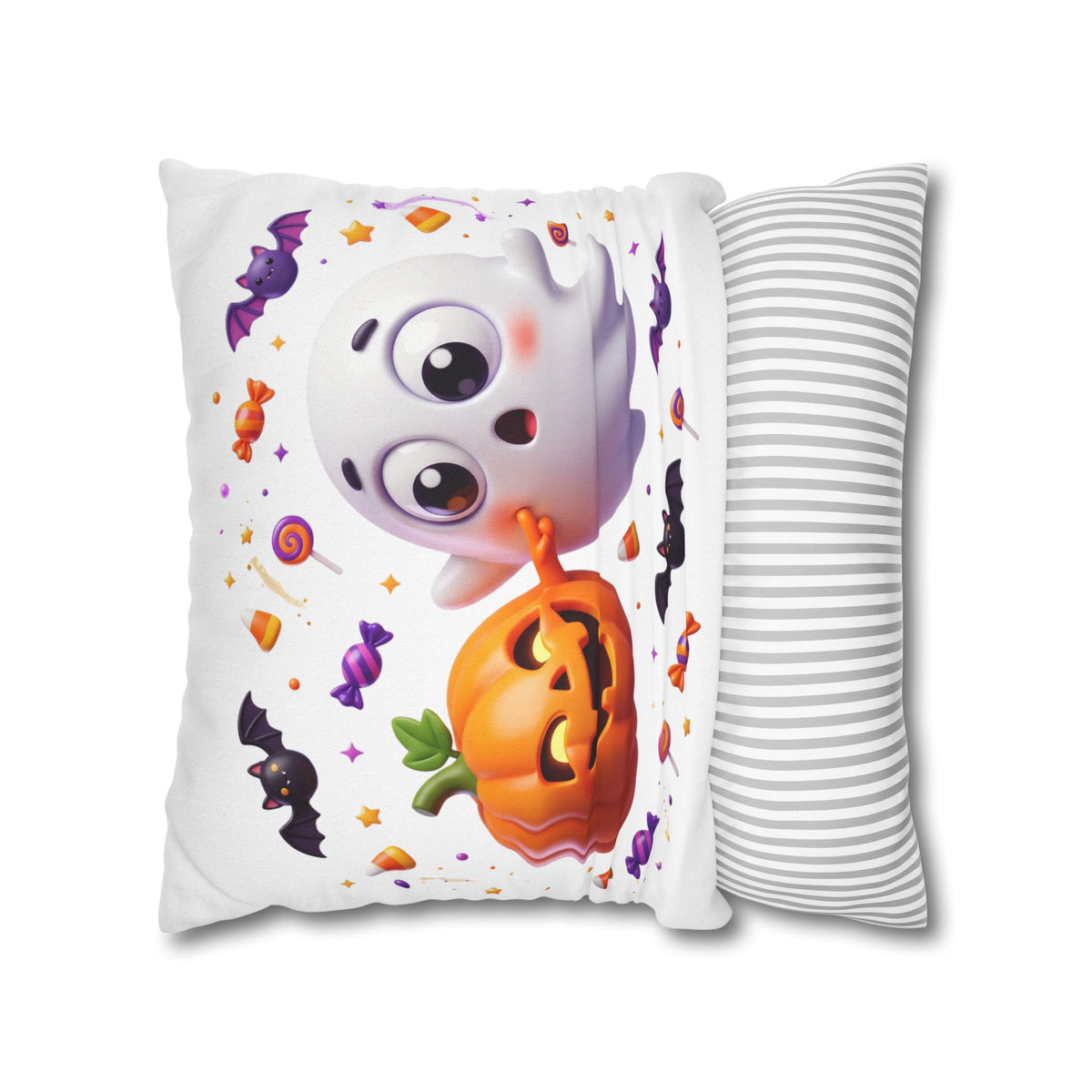 Halloween Ghost & Pumpkin Throw Pillowcase - Cute Spooky Decor