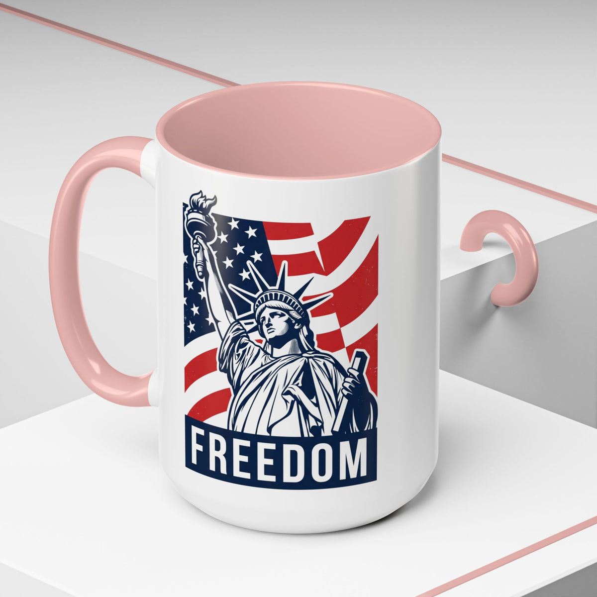 Freedom Statue Accent Coffee Mug — Patriotic Liberty 11/15oz