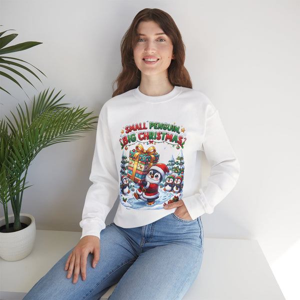 Penguin Christmas Crewneck Sweatshirt — "Small Penguin Big Christmas" Holiday Pullover