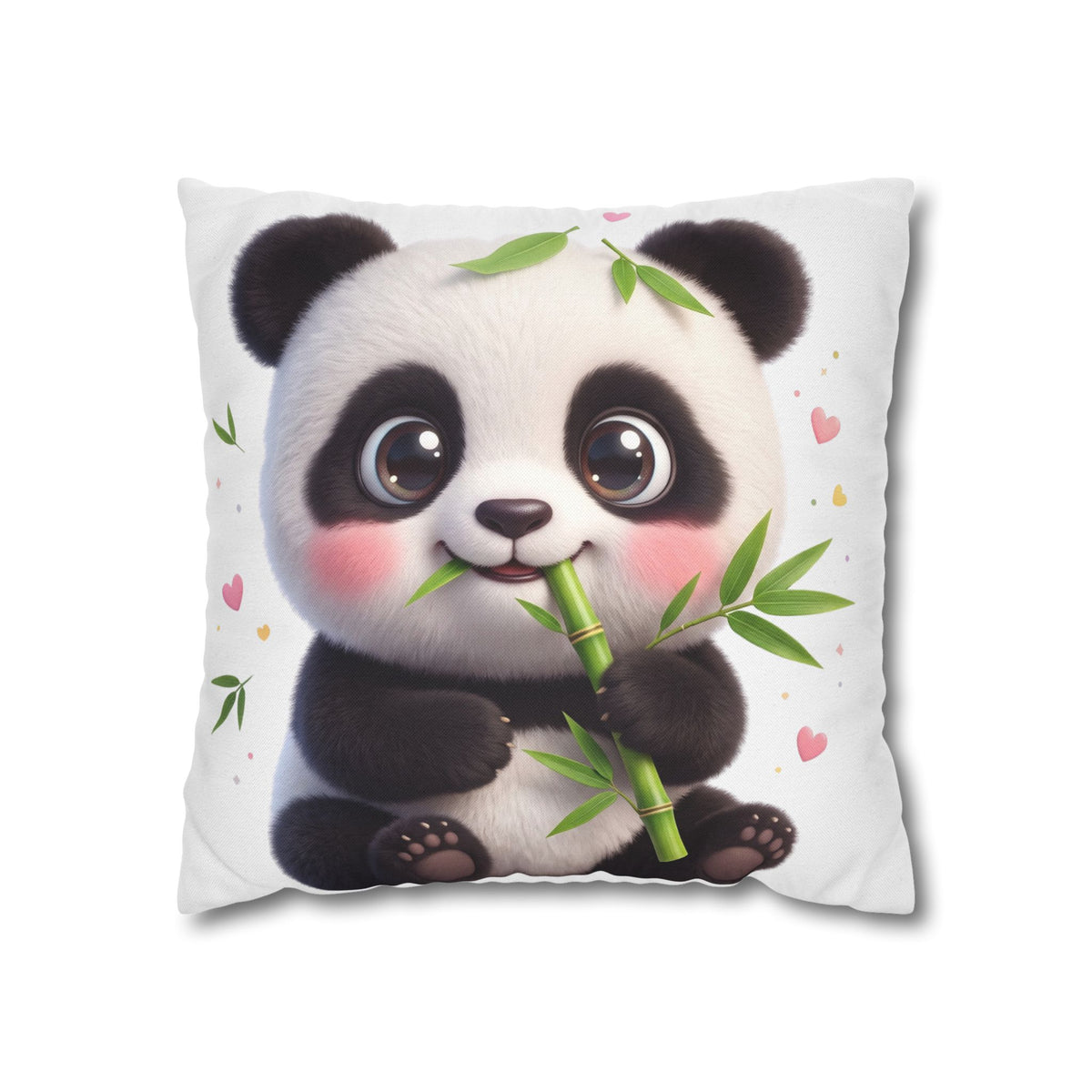 Cute Baby Panda Square Pillowcase — Adorable Bamboo-Eating Plush Decor