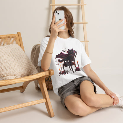 Vampire Cat Tee — Gothic Black Cat with Cape & Candles T-Shirt