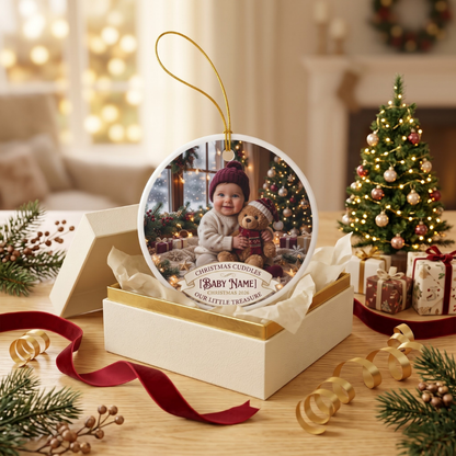 Personalized Baby Photo Christmas Ornament — Double-Sided Ceramic Holiday Keepsake