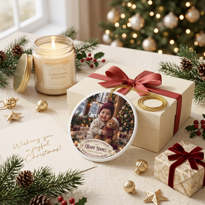Personalized Baby Photo Christmas Ornament — Double-Sided Ceramic Holiday Keepsake