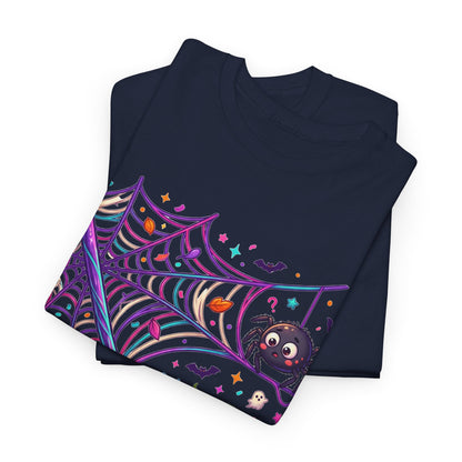 Pumpkin Spider Web Halloween T‑Shirt — Cute Spooky Pumpkin Cartoon Tee