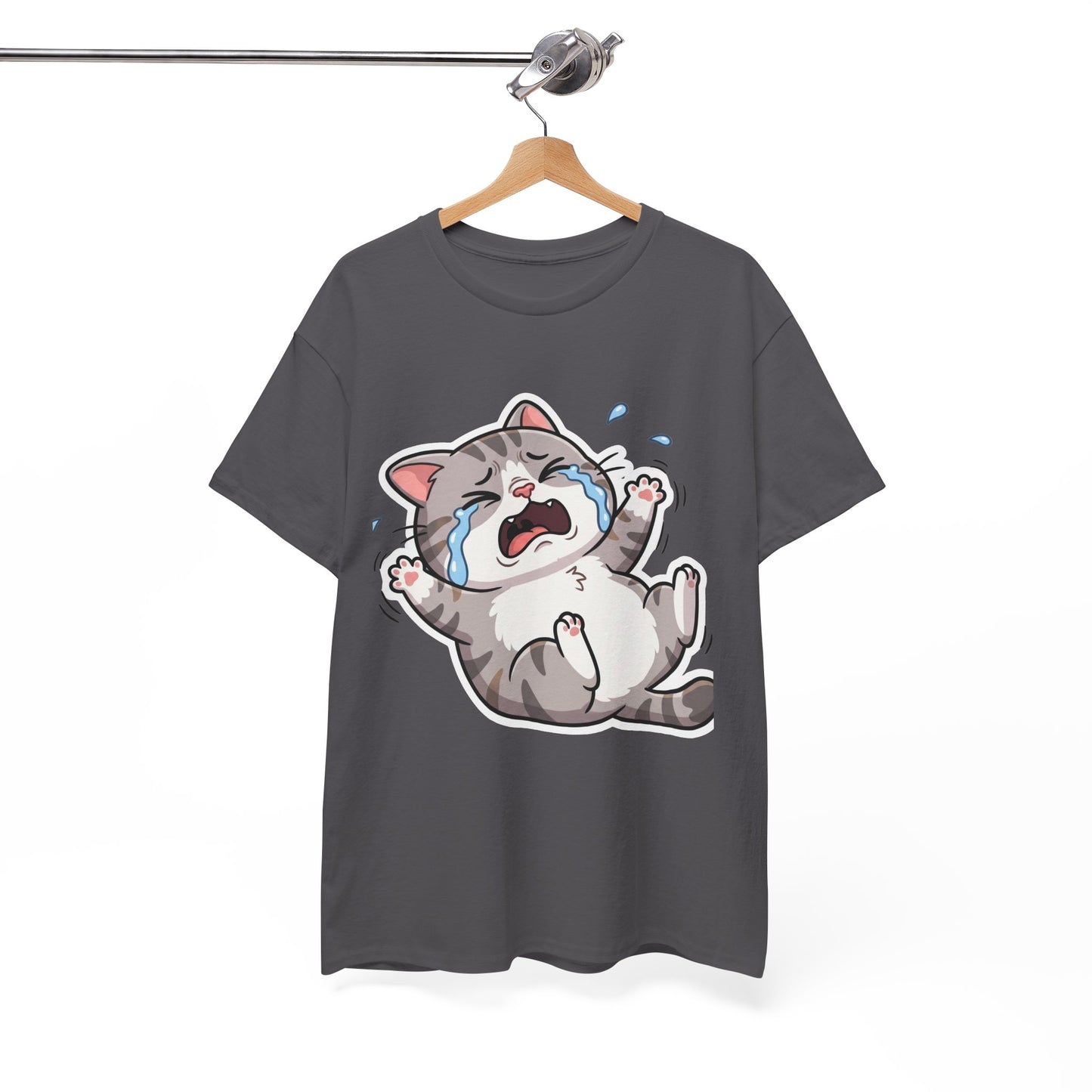 Crying Cartoon Cat T-Shirt — Cute Kawaii Kitten Graphic Tee