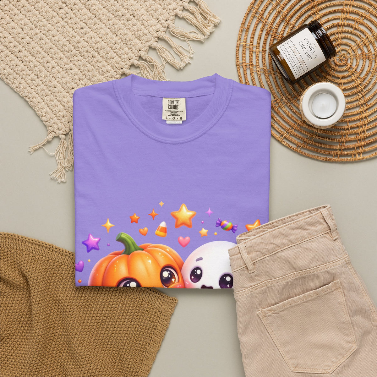 Halloween Pumpkin & Ghost T-Shirt — Cute Spooky Friends Graphic Tee