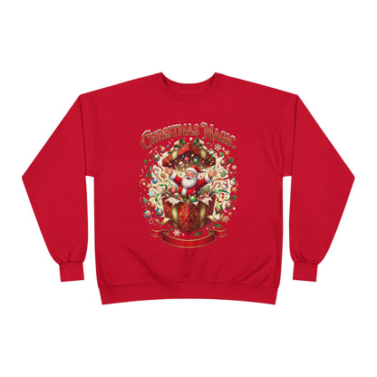 Christmas Magic Crewneck Sweatshirt — Santa Gift Box Holiday Pullover
