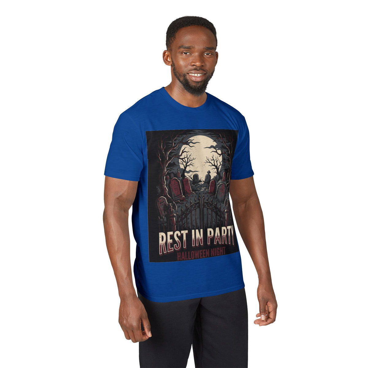 Rest in Party Halloween T-Shirt — Graveyard Skeletons Moonlight Tee